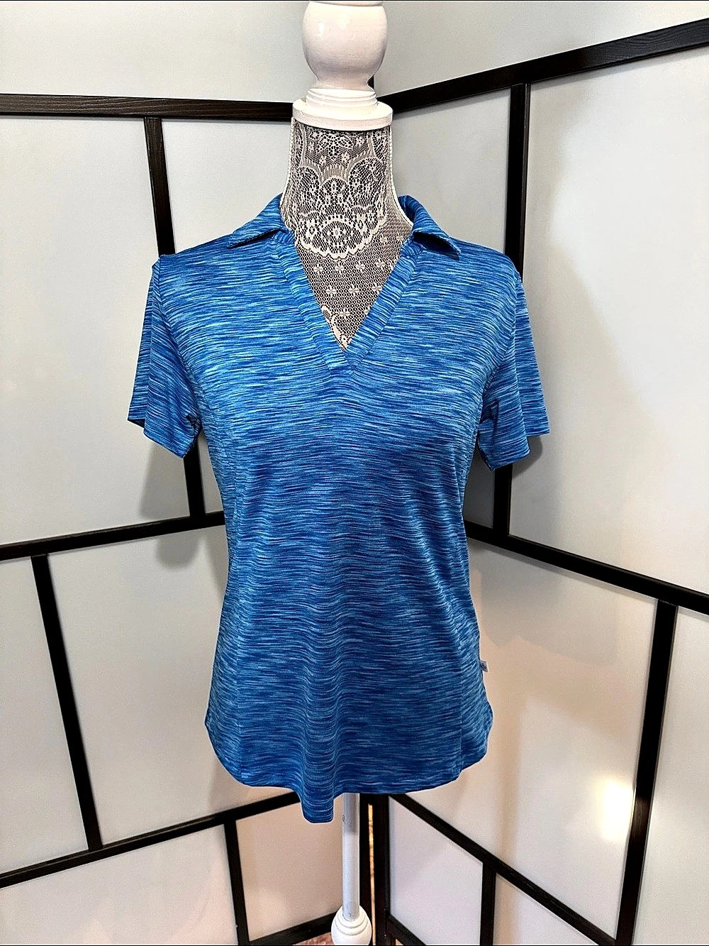 Lady Hagen Essentials Space Dye Golf Polo Blue Size Small